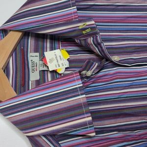 NWT Guess Button down Dress Shirt with Stripes